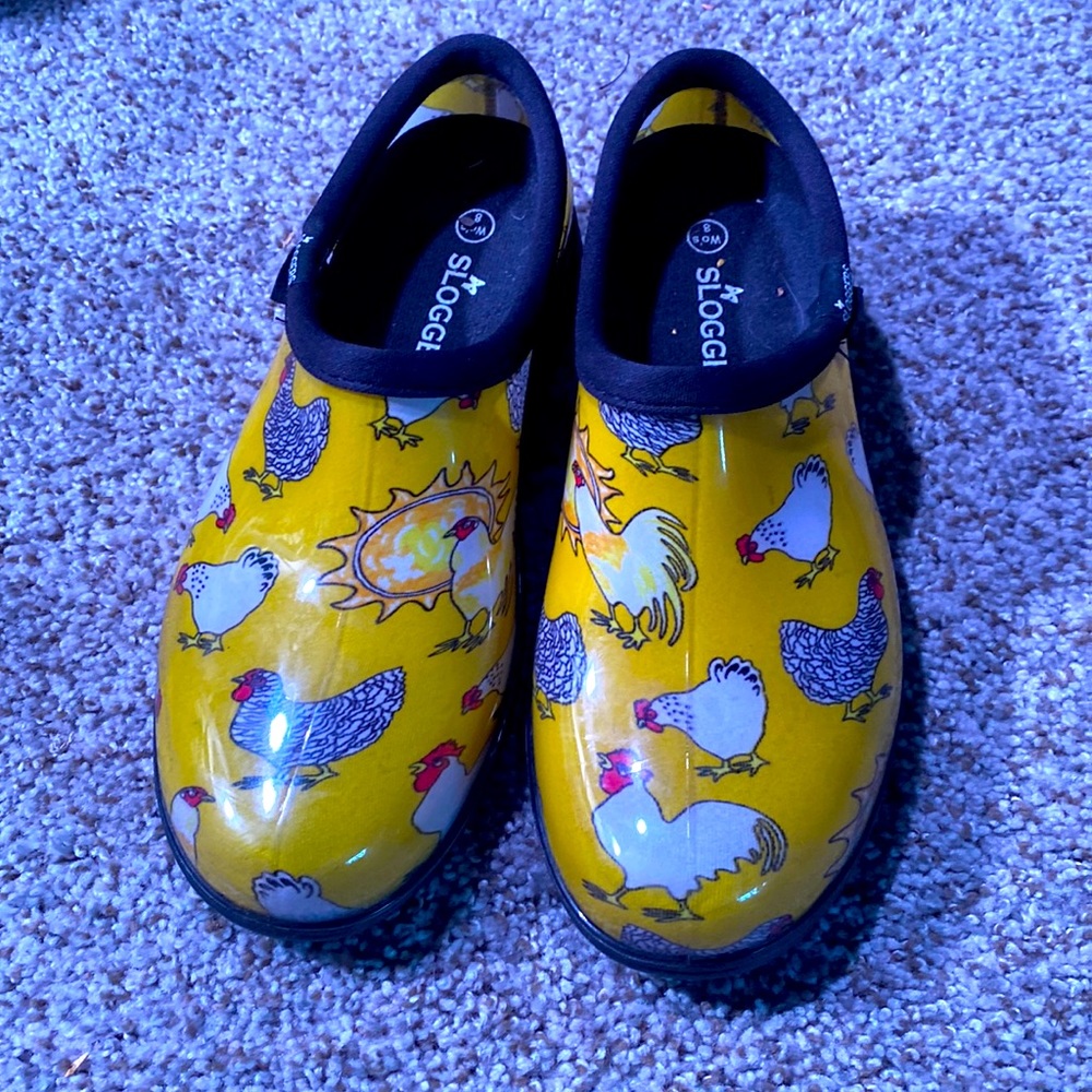 Sloggers Waterproof Garden Clogs Chicken Print Size 8